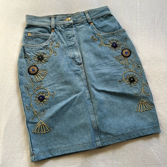 🌟 Vintage 80s Mondi Designer Embellished Skirt 🌟 - Picture 1 of 16